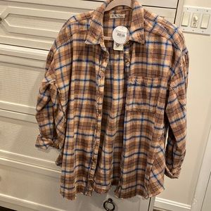 Free people happy hour plaid flannel shirt